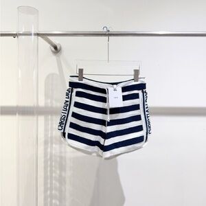 🚩steal authentic Dior Navy and White Striped Knit Shorts